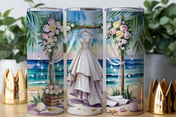 Beach Wedding Gown Tumbler Wrap PNG Review