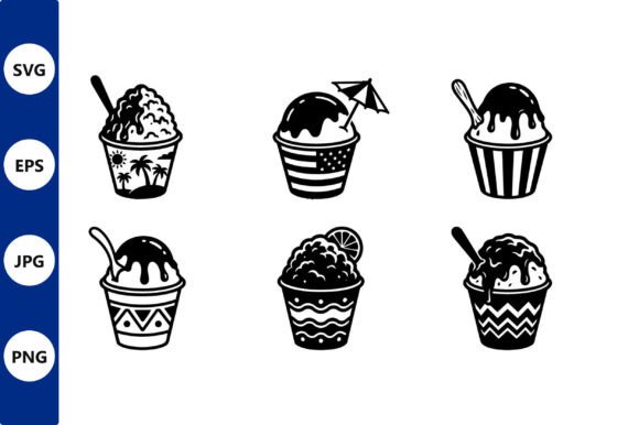 Black and White Dessert Cup Icons Set Review
