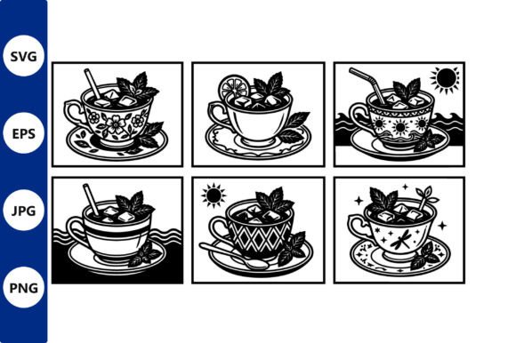 Black and White Tea Cup Vector Collage Review