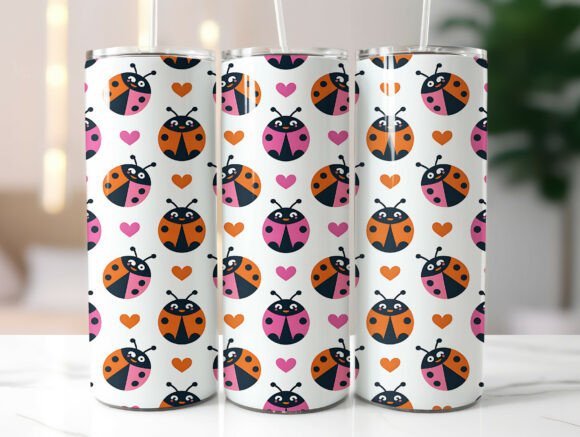 Cute Ladybug Pattern 20oz Tumbler Wrap