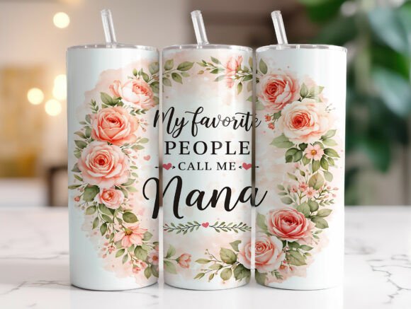 Floral Nana 20oz Tumbler Wrap PNG Design Review