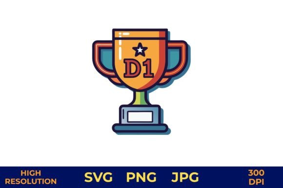 Golden Trophy with D1 Badge Vector Review