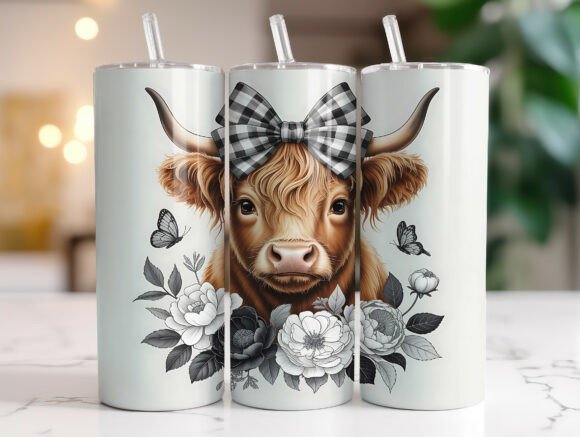 Highland Cow Bow Floral 20oz Tumbler PNG Review