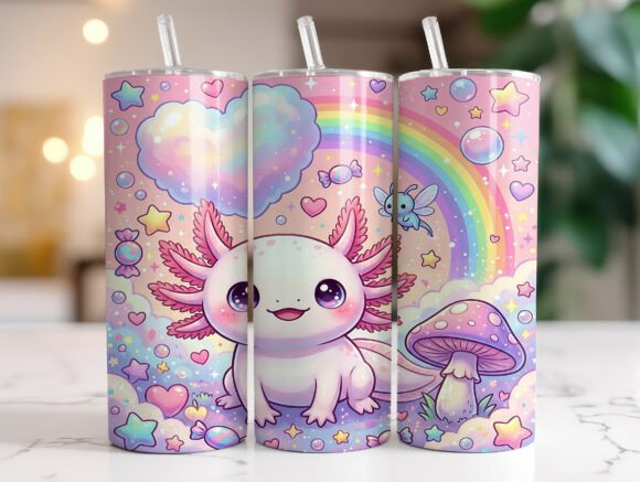 Kawaii Axolotl 20oz Tumbler Wrap PNG Review