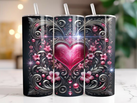 Luxury Black Pink Heart 20oz Tumbler PNG Review