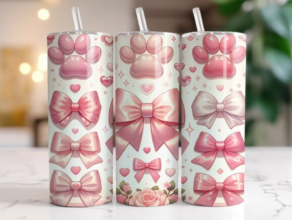 Pink Dog Paw Bow Valentine Tumbler Wrap Review