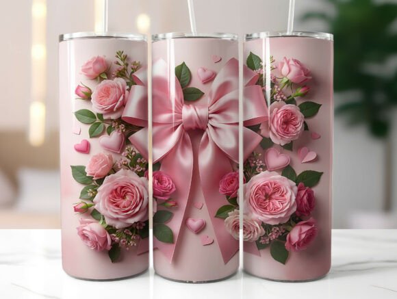 Pink Rose Bow Valentine Tumbler Wrap Review