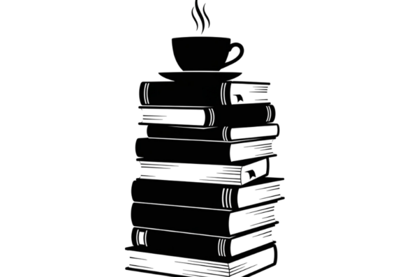 Stack of Books and Coffee Cup Silhouette Review