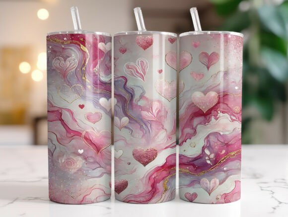 Valentine Pink Marble Hearts Tumbler Review